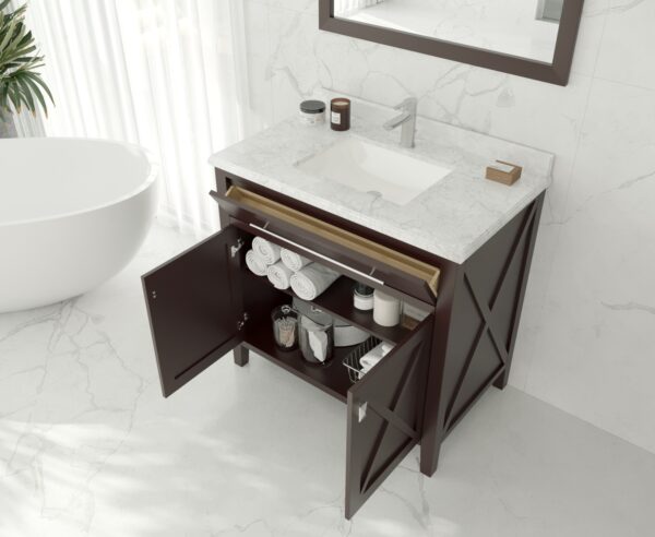 Laviva Wimbledon 36" Brown Bathroom Vanity with White Quartz Countertop