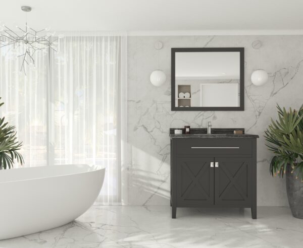 Laviva Wimbledon 36" Espresso Bathroom Vanity with Black Wood Marble Countertop