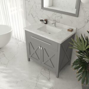 Laviva Wimbledon 36" Grey Bathroom Vanity with White Carrara Marble Countertop