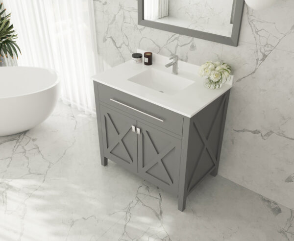 Laviva Wimbledon 36" Grey Bathroom Vanity with White Quartz Countertop