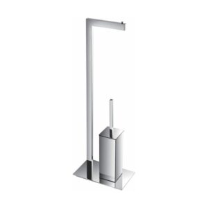 KubeBath 8217 Aqua Piazza Free Standing Toilet Paper Holder with Toilet Brush in Triple Chrome