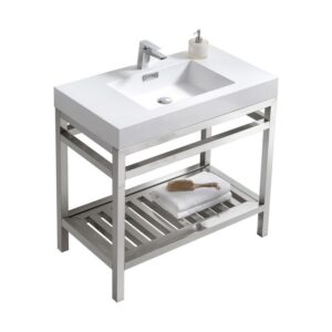 KubeBath AC36 Cisco 36 Inch Stainless Steel Console with Acrylic Sink in Chrome