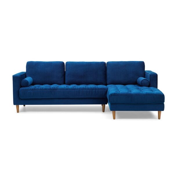 GFURN Bente Tufted Velvet Sectional Sofa - Blue
