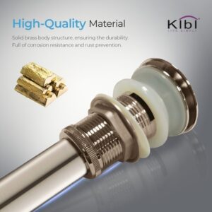 KIBI USA C-KBF1012-KPW100 Victorian 7 1/4 Inch Single Hole Deck Mounted Solid Brass Single Handle Bathroom Vanity Sink Faucet with Pop Up Drain