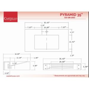 Castello USA CB-GM-2053-36 Pyramid 35 3/8 Inch Wall Mounted Counter Top Vessel Bathroom Sink