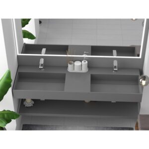 Castello USA CB-GM-2056-60 Juniper 60 Inch Wall Mounted Vessel Double Bathroom Sink