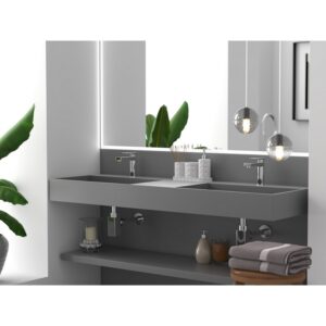 Castello USA CB-GM-2056-60 Juniper 60 Inch Wall Mounted Vessel Double Bathroom Sink