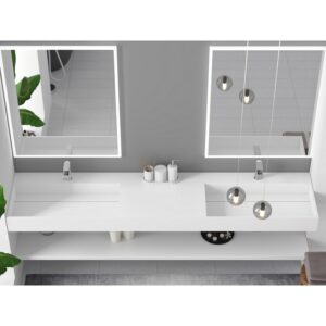 Castello USA CB-GM-2056-84 Juniper 84 Inch Wall Mounted Vessel Double Bathroom Sink