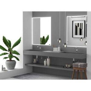 Castello USA CB-GM-2056-84 Juniper 84 Inch Wall Mounted Vessel Double Bathroom Sink