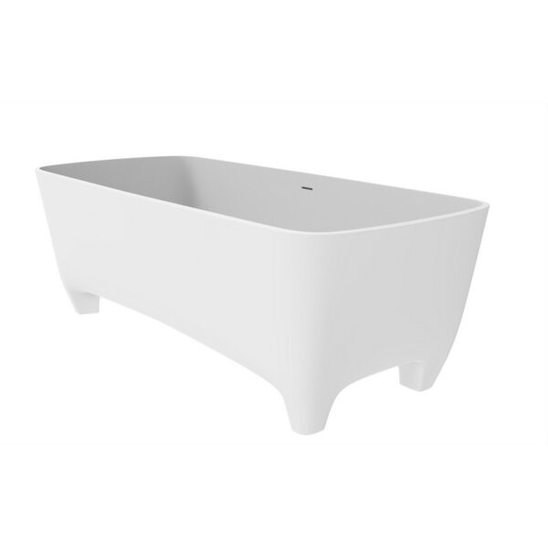 Castello USA CB-GM-8005 Coronado 70 7/8 Inch Solid Surface Freestanding Bathtub with Drainer and Overflow