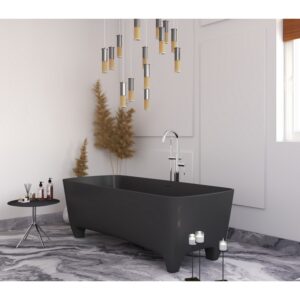 Castello USA CB-GM-8005 Coronado 70 7/8 Inch Solid Surface Freestanding Bathtub with Drainer and Overflow