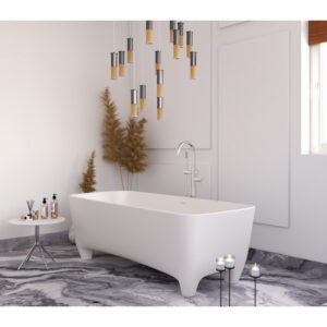 Castello USA CB-GM-8005 Coronado 70 7/8 Inch Solid Surface Freestanding Bathtub with Drainer and Overflow