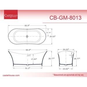 Castello USA CB-GM-8013 Ocean 68 7/8 Inch Solid Surface Freestanding Bathtub