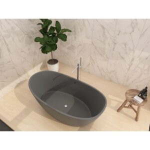 Castello USA CB-GM-8016S Manhattan 59 Inch Stone Resin Freestanding Bathtub