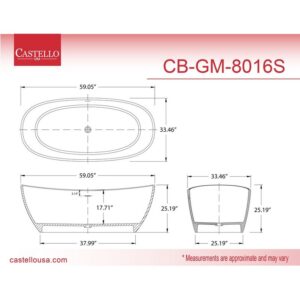 Castello USA CB-GM-8016S Manhattan 59 Inch Stone Resin Freestanding Bathtub