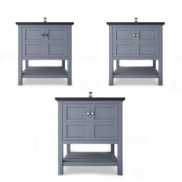 Castello USA CB-VENICE-30G-SET Venice 30 Inch Grey Vanity Set with Top