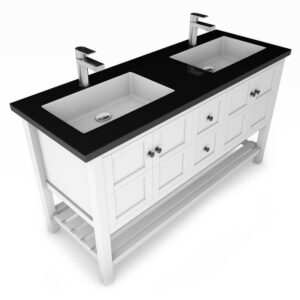 Castello USA CB-VENICE-60W-SET Venice 60 Inch White Vanity Set with Top