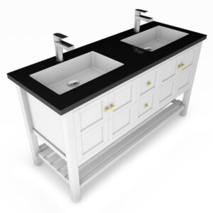 Castello USA CB-VENICE-60W-SET Venice 60 Inch White Vanity Set with Top