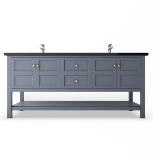 Castello USA CB-VENICE-72G-SET Venice 72 Inch Grey Vanity Set with Top