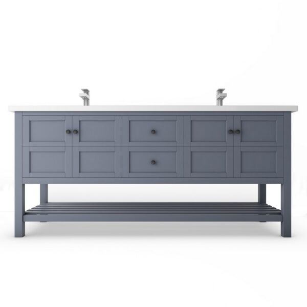 Castello USA CB-VENICE-72G-SET Venice 72 Inch Grey Vanity Set with Top