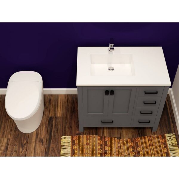 Castello USA CB-YAM-36G-SET Yamyam 36 Inch Grey Vanity Set with Top