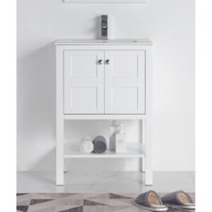 Chans Furniture CL-208W-24 24 Inches Tennant Brand Arola Small Slim Narrow Bathroom Vanity In White