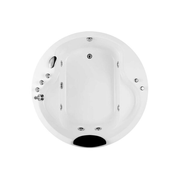 Empava EMPV-59JT005 59 x 39 Inch Whirlpool Acrylic Hydromassage Round Bathtub with Tub Filler - White