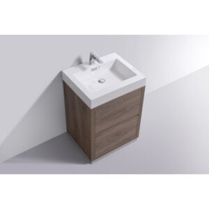 Kubebath FMB24 Bliss 23 5/8 Inch Free Standing Single Sink Bath Vanity