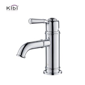 KIBI USA KBF1012 Victorian 7 1/4 Inch Single Hole Deck Mounted Solid Brass Single Handle Bathroom Vanity Sink Faucet with Water Hose