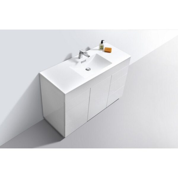 Kubebath KFM48S-GW Milano 48 Inch Single Sink High Glossy White  Modern Bathroom Vanity