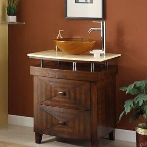 Chans Furniture SW029 Verdana 28 Inch Dark Brown Vessel Sink Bathroom Vanity