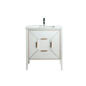 Kubebath KV8830 Vetro 29 1/4 Inch Freestanding Single Sink Bath Vanity with Quartz Counter Top