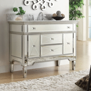 Chans Furniture N755W Austin 44 Inch Silver Mirrored Bathroom Sink Vanity