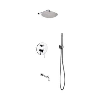 Kubebath R-WR12TFHH3V Aqua Rondo Shower Set with 12 Inch Rain Shower, Handheld and Tub Filler