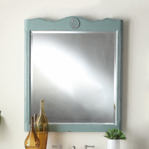 Chans Furniture Mir081Y Daleville 32 Inch Mint Blue Vintage Wall Mirror