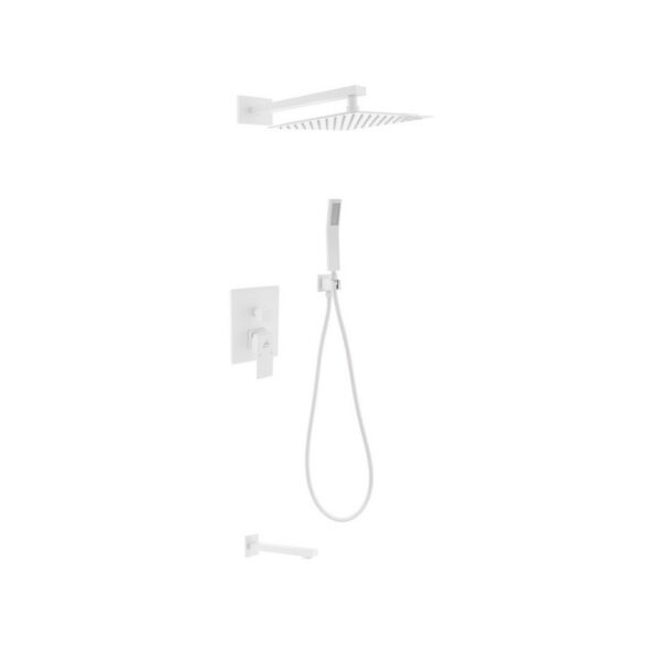 Kubebath KB WR300TFHH3V Aqua Piazza Shower Set with 12 Inch Square Rain Shower, Tub Filler and Handheld