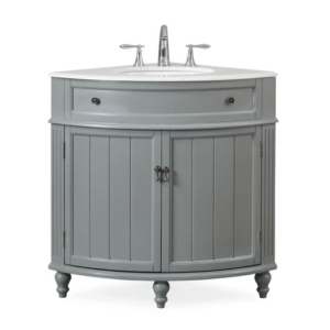 Chans Furniture ZK-47566CK Benton Collection Thomasville 24 Inch Framhouse Corner Bathroom Vanity in Gray