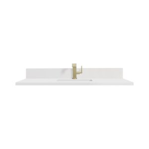 James Martin 051-S48-BS-WZ 48 Inch Rectangular Single Hole Porcelain Undermount Bathroom Sink with Backsplash