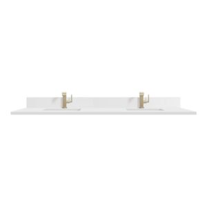 James Martin 051-S72-BS-WZ 72 Inch Rectangular Single Hole Porcelain Undermount Bathroom Sink with Backsplash