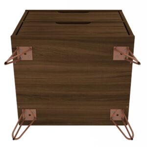 Manhattan Comfort Rockefeller 2.0 Mid-Century- Modern Nightstand with 2-Drawer in Brown