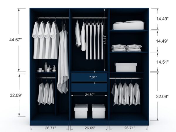 Manhattan Comfort Gramercy Modern Freestanding Wardrobe Armoire Closet in Tatiana Midnight Blue