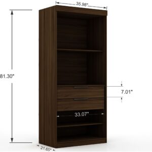 Manhattan Comfort Mulberry 3.0 Sectional Modern Wardrobe Corner Closet with 4 Drawers - Set of 3 in Brown