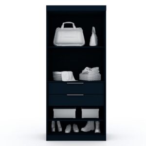 Manhattan Comfort Mulberry 2 Sectional Modern Wardrobe Closet with 4 Drawers - Set of 2 in Tatiana Midnight Blue