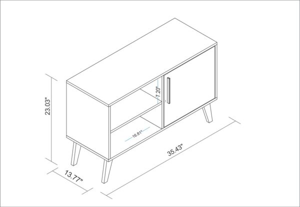 Manhattan Comfort Mid-Century- Modern Amsterdam 35.43" TV Stand with 3 Shelves in White