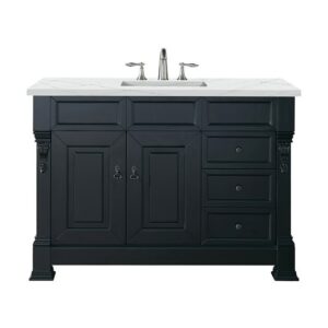 James Martin 147-114-5236-3ENC Brookfield 48 Inch Single Vanity Cabinet with Ethereal Noctis Quartz Top - Antique Black