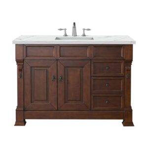 James Martin 147-114-5286-3ENC Brookfield 48 Inch Single Vanity Cabinet with Ethereal Noctis Quartz Top - Warm Cherry