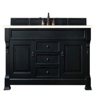 James Martin 147-114-5331-3EMR Brookfield 60 Inch Antique Black Single Vanity with 3 CM Eternal Marfil Quartz Top