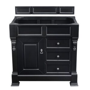 James Martin 147-114-5536-3EJP Brookfield 36 Inch Antique Black Single Vanity with Drawers with 3 cm Eternal Jasmine Pearl Quartz Top with Sink