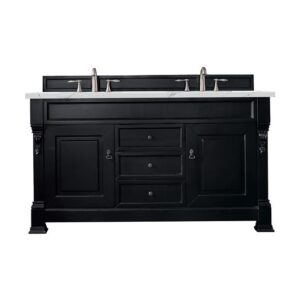 James Martin 147-114-5631-3ENC Brookfield 60 Inch Double Vanity Cabinet with Ethereal Noctis Quartz Top - Antique Black