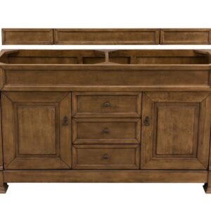 James Martin 147-114-5671-3GEX Brookfield 60 Inch Country Oak Double Vanity with 3 cm Grey Expo Quartz Top with Sink